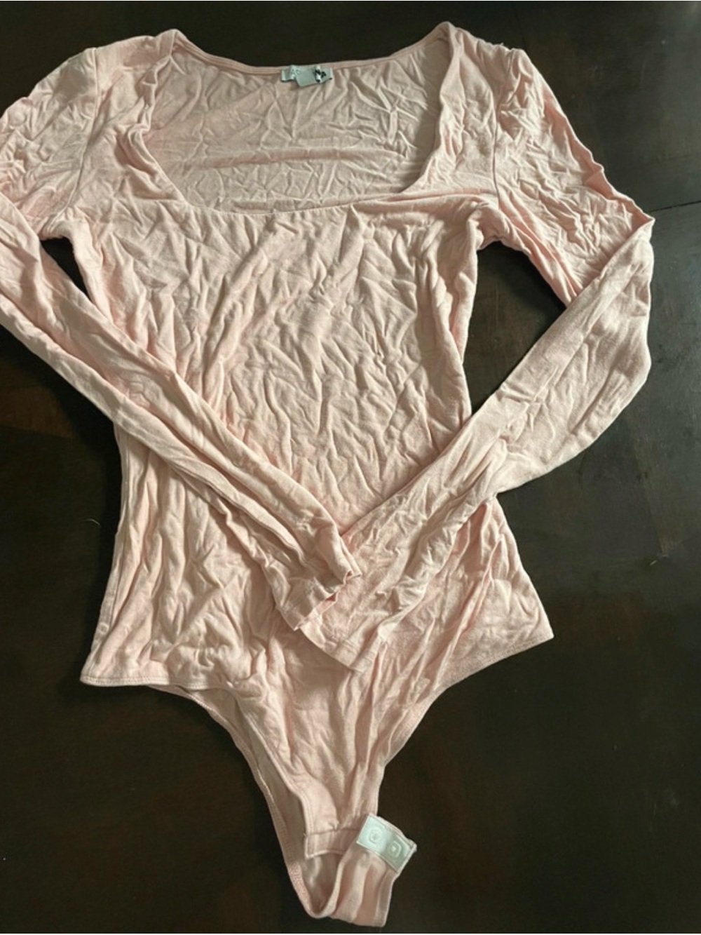 Fashion Nova Pale Pink Long Sleeve Scoop Neck Bodysuit